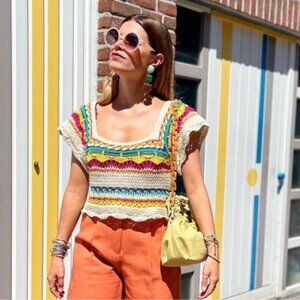 ZARA MULTICOLORED KNIT TOP